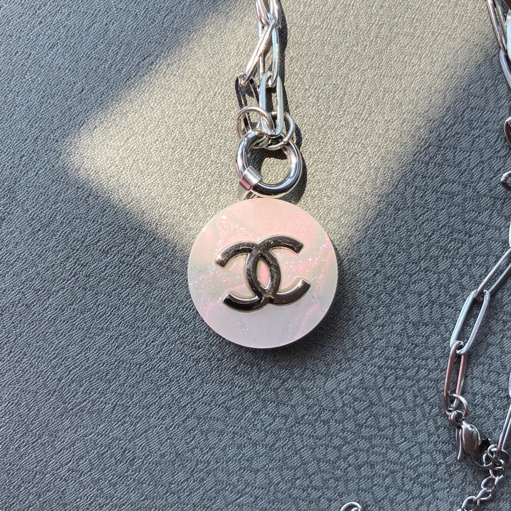 CHANEL Iridescent Pink and Silver Necklace